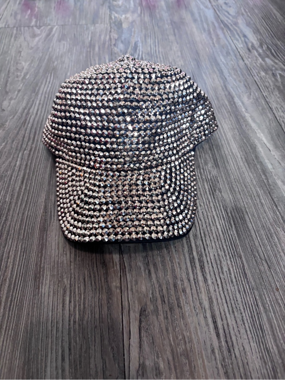 Rhinestone Embellished Crystal Cap - Silver